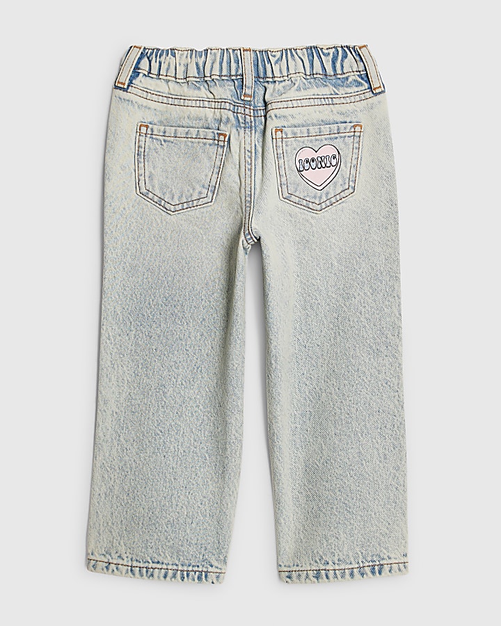 Mini Girls Love Heart Graffiti Straight Jeans