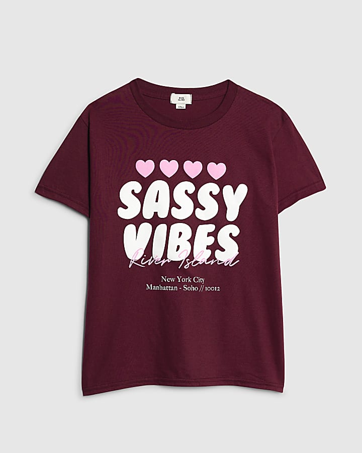 Girls Red Sassy Vibes T-Shirt