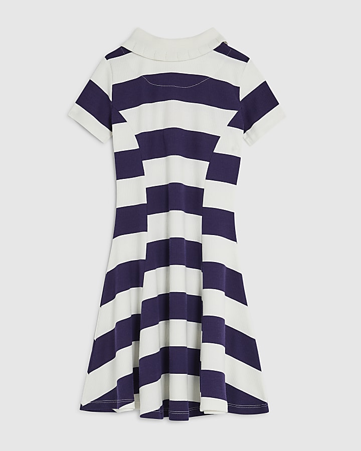 Girls Blue Stripe Polo Dress