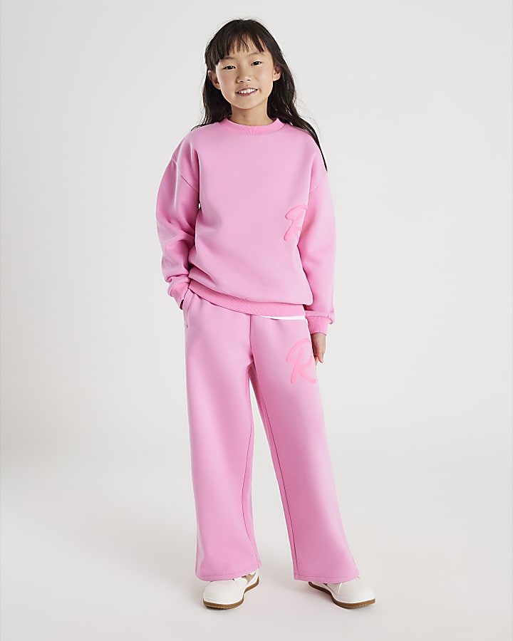 Girls Pink River Sweatshirt And Joggers Set
