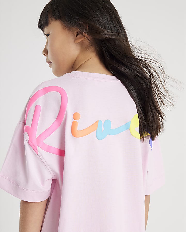 Girls Pink River T-Shirt And Trousers Set