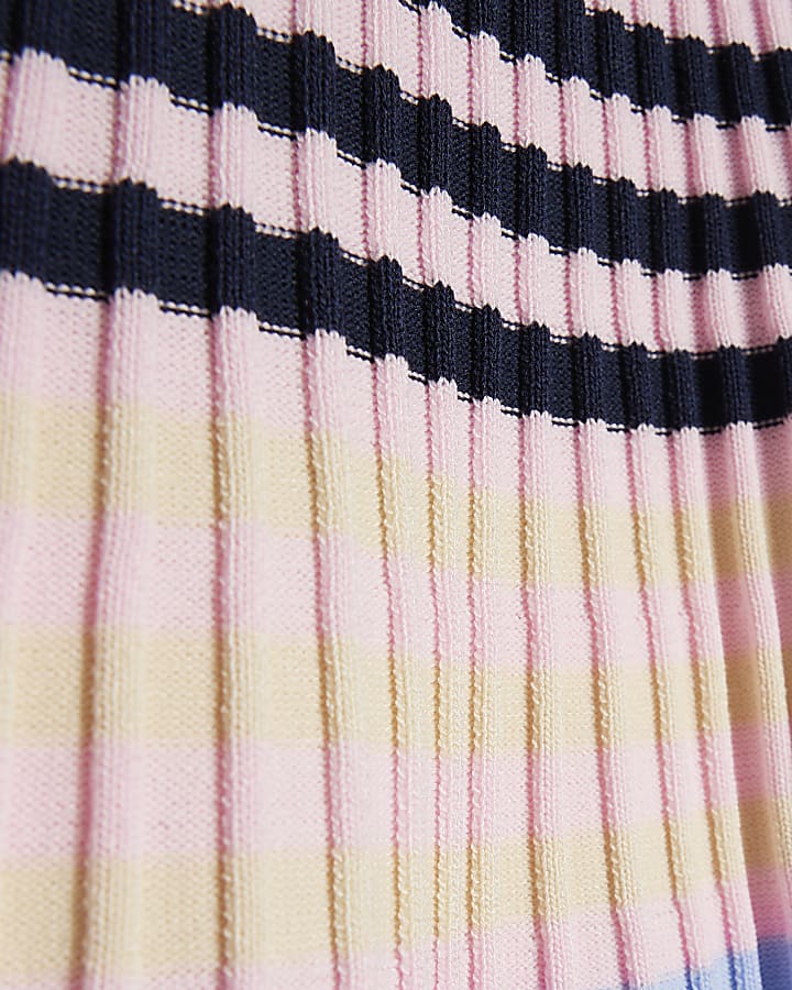 Mini Girls Pink Stripe Polo Shirt Set