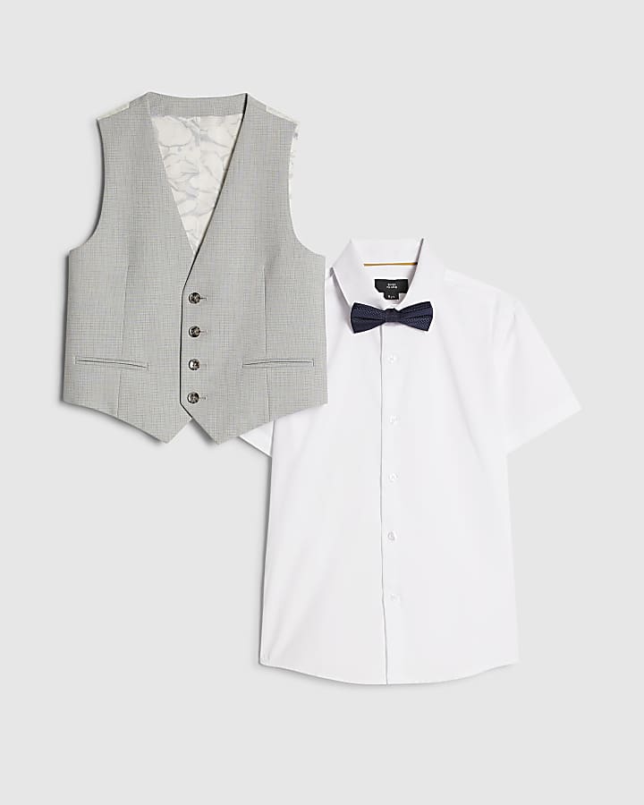 Boys Blue Tailored Waistcoat 3 Piece Set