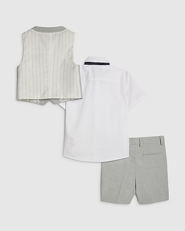 Mini Boys Blue Tailored Waistcoat 4 Piece Set