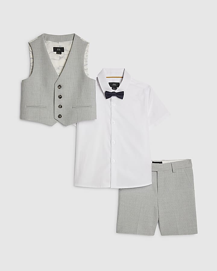Mini Boys Blue Tailored Waistcoat 4 Piece Set