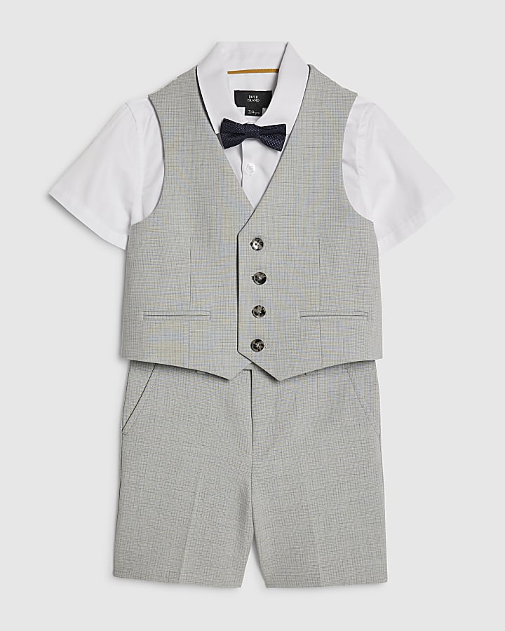 Mini Boys Blue Tailored Waistcoat 4 Piece Set