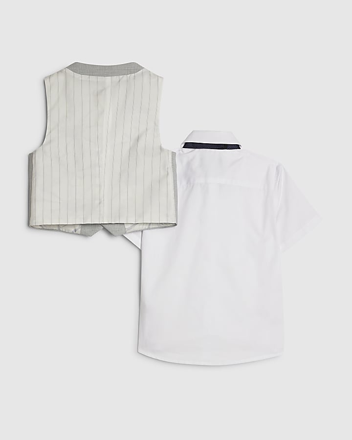 Mini Boys Blue Tailored Waistcoat 3 Piece Set