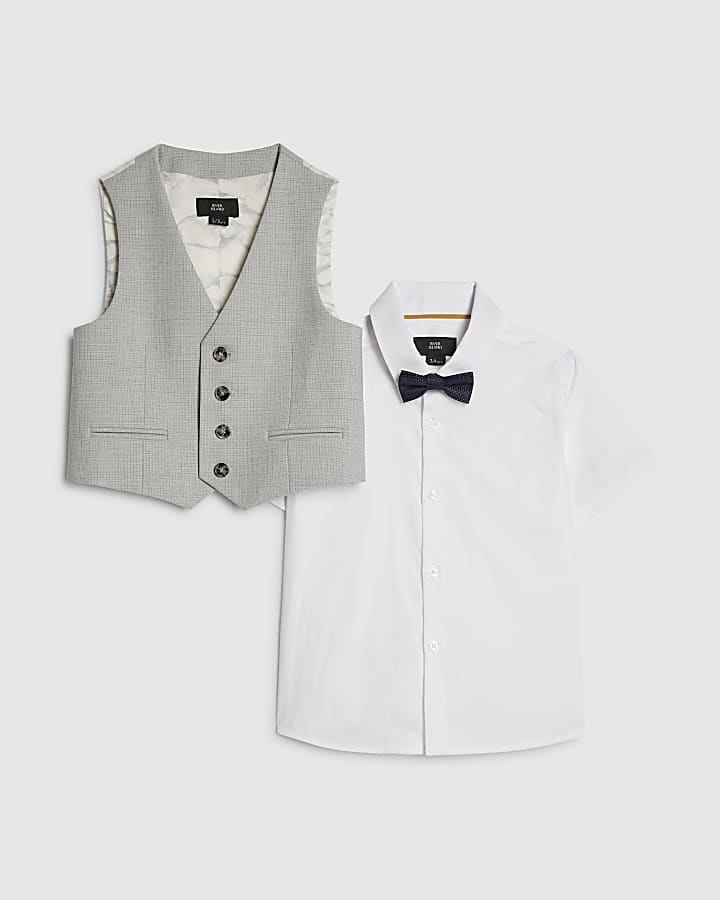 Mini Boys Blue Tailored Waistcoat 3 Piece Set