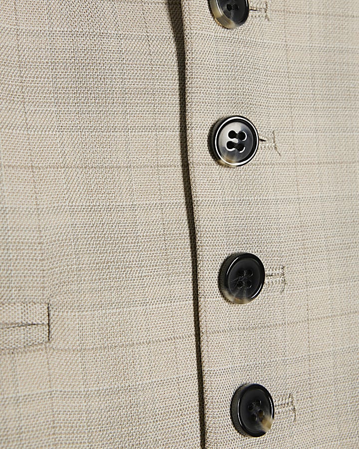 Boys Beige Check Waistcoat 3 Piece Set