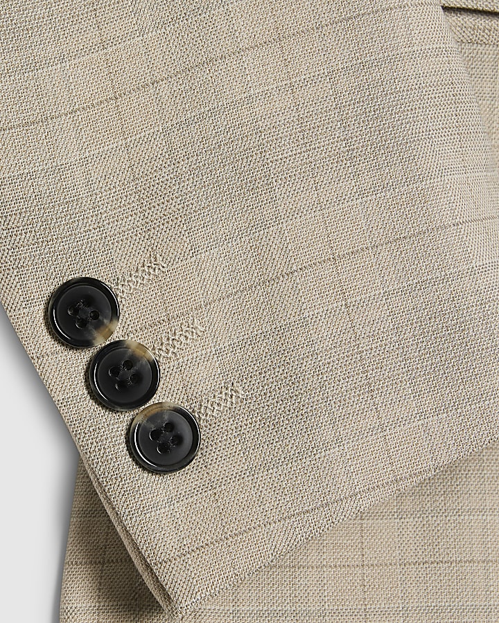 Boys Beige Check Tailored Suit Jacket