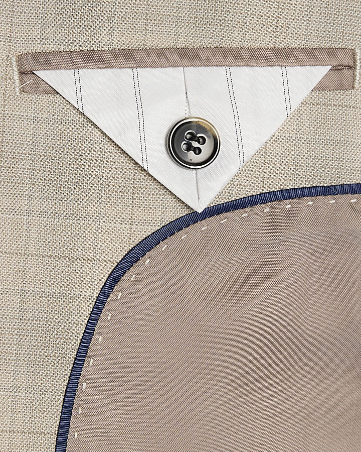 Boys Beige Check Tailored Suit Jacket