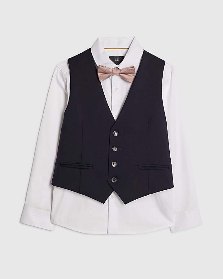 Boys Navy Tailored Waistcoat 3 Piece Set