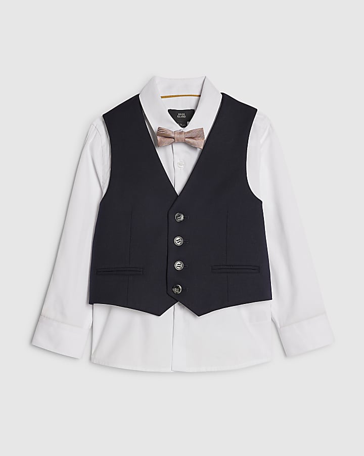 Mini Boys Navy Tailored Waistcoat 3 Piece Set