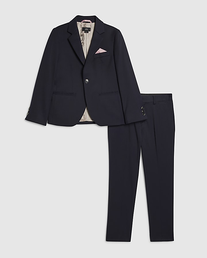 Boys Navy Tailored Suit Jacket Set