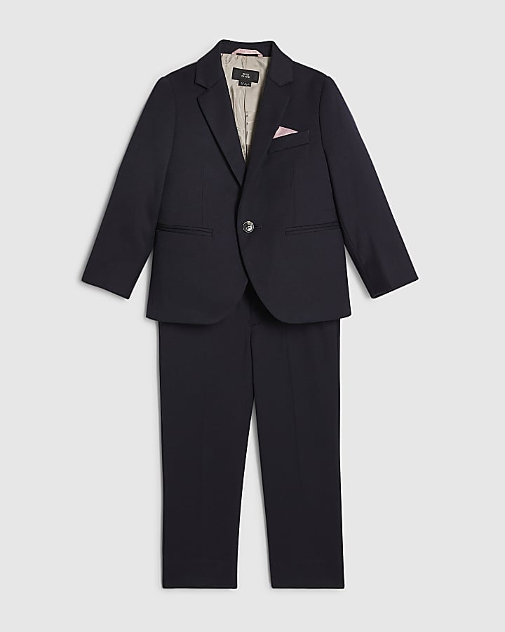 Mini Boys Navy Tailored Suit Jacket Set