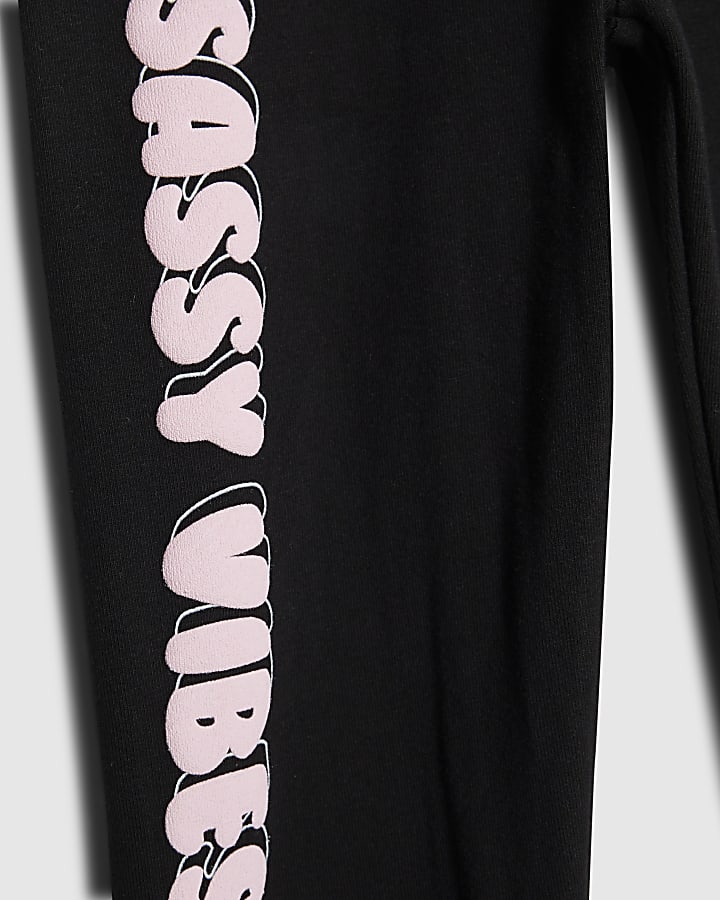 Girls Black Sassy Vibes Leggings