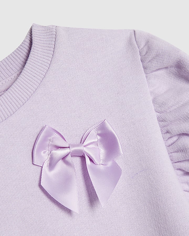 Mini Girls Purple 3D Bow Sweatshirt