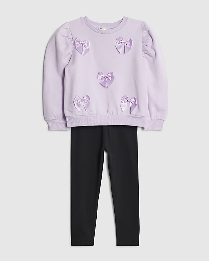 Mini Girls Purple 3D Bow Sweatshirt