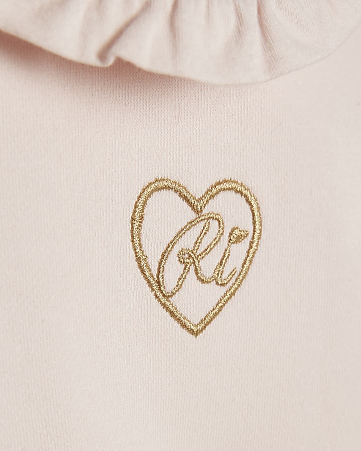 Girls Pink Collared Sweatshirt Set