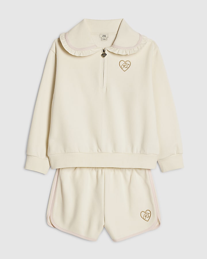 Girls Cream Collar Sweatshirt Set