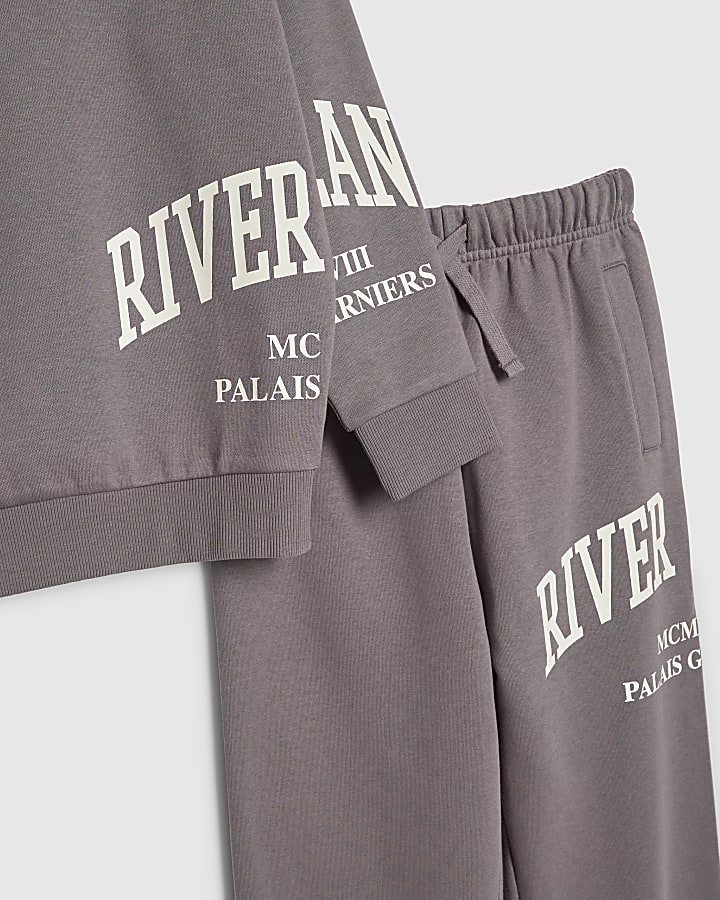 Boys Grey River Hoodie And Joggers Set
