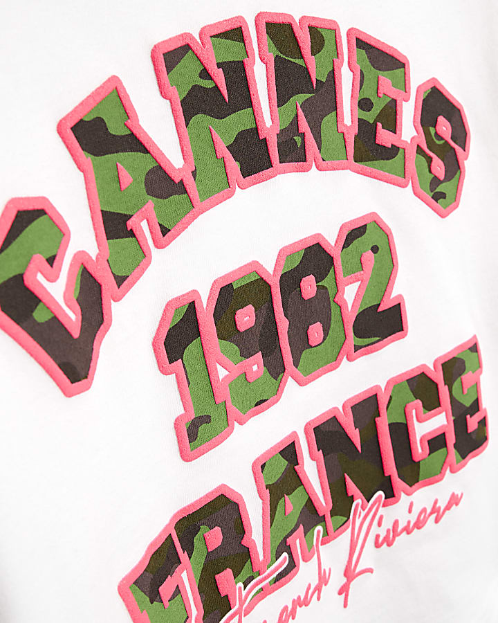 Girls White Cannes Camouflage T-Shirt