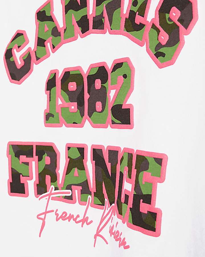 Girls White Cannes Camouflage T-Shirt