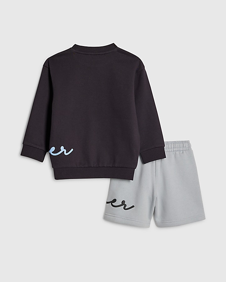 Mini Boys Navy River Sweatshirt Set