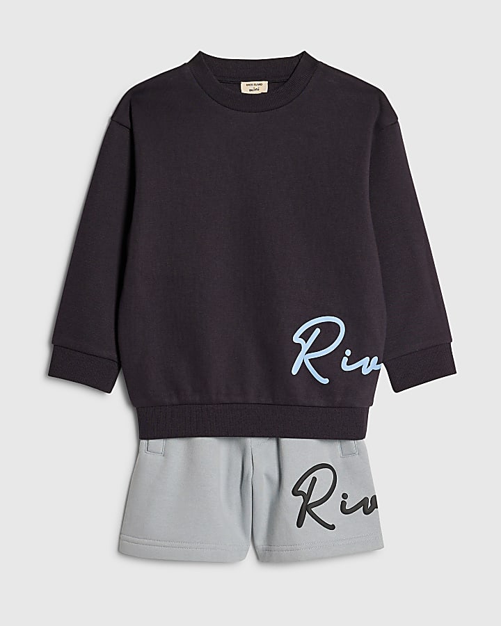 Mini Boys Navy River Sweatshirt Set