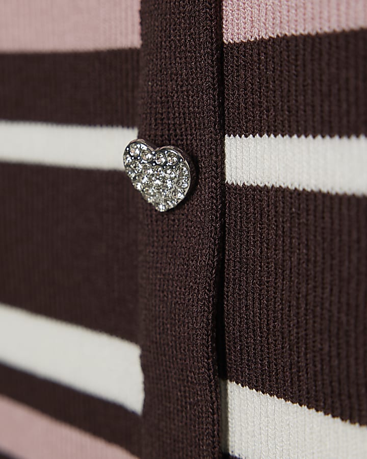 Girls Brown Stripe Polo Dress