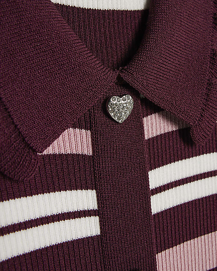 Girls Red Stripe Polo Dress