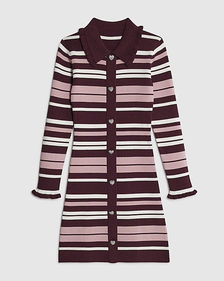 Girls Red Stripe Polo Dress