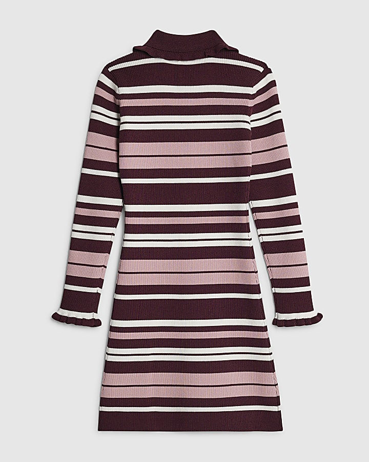 Girls Red Stripe Polo Dress