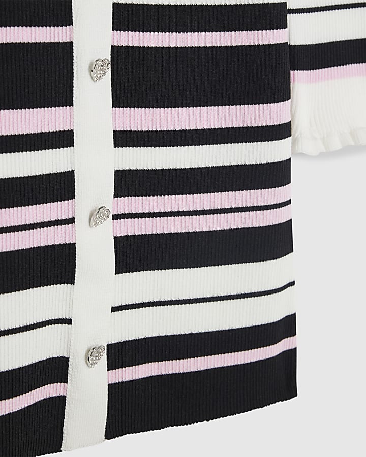 Girls Black Stripe Polo Dress