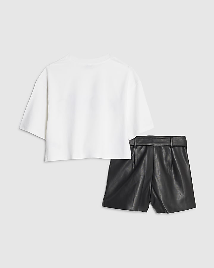 Girls White Iconic T-Shirt And Shorts Set
