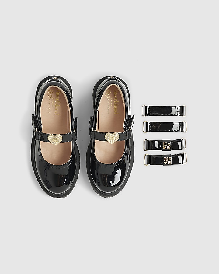 Girls Black Multiple Straps Mary Jane Shoes