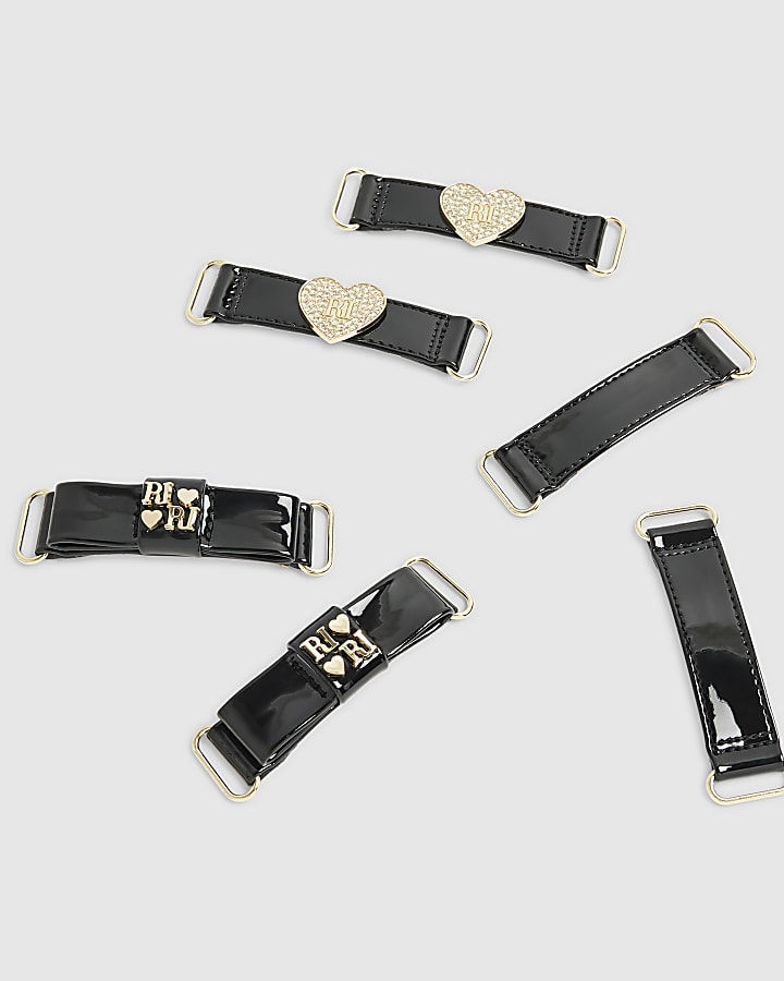 Girls Black Multiple Straps Mary Jane Shoes