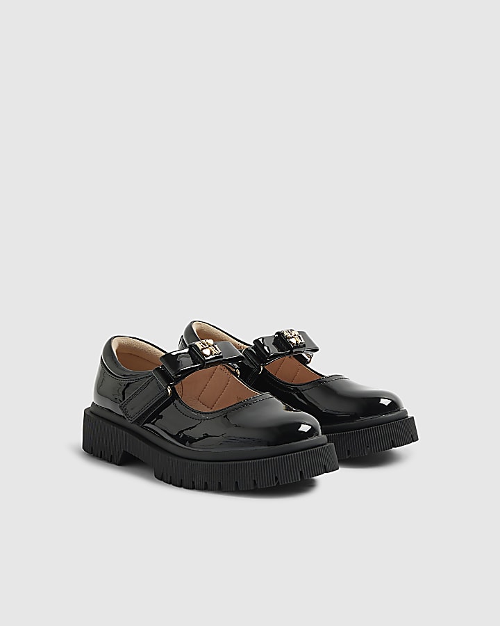 Girls Black Multiple Straps Mary Jane Shoes