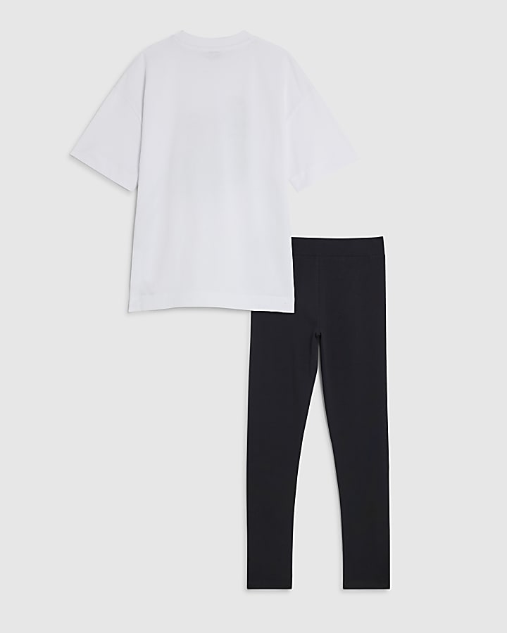 Girls White Amore Leopard T-Shirt Set