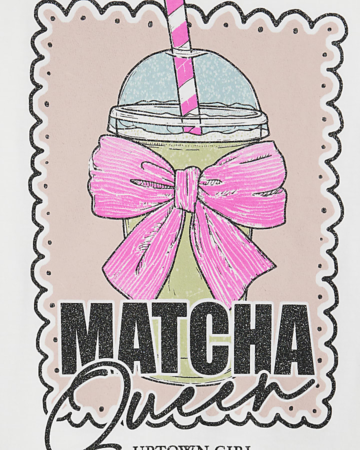 Girls White Matcha Queen T-shirt