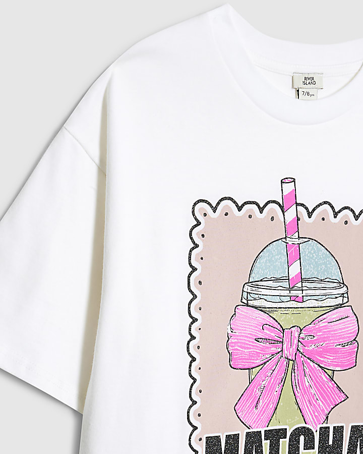 Girls White Matcha Queen T-shirt