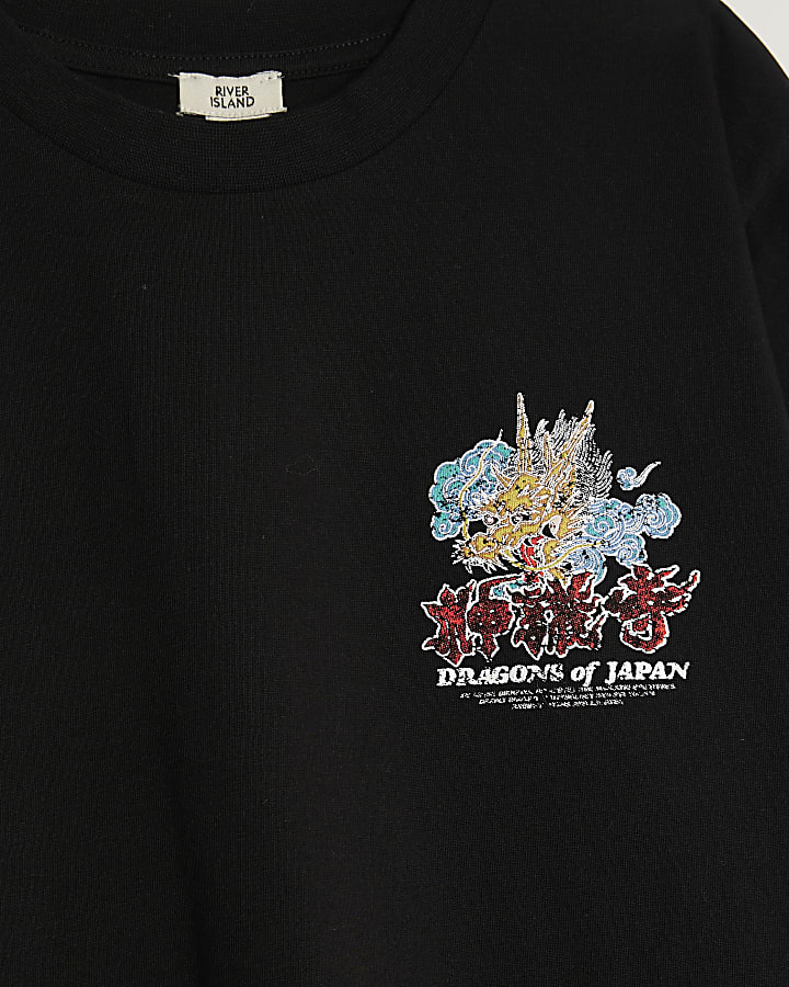 Boys Black Naha Japanese Dragon T-Shirt
