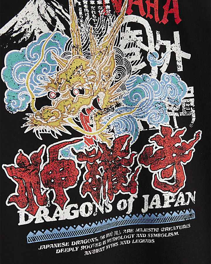 Boys Black Naha Japanese Dragon T-Shirt