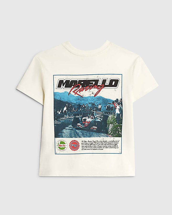 Mini Boys White Marcello Car T-Shirt