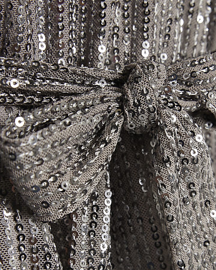 Girls Silver Sequin One Shoulder Playsuit