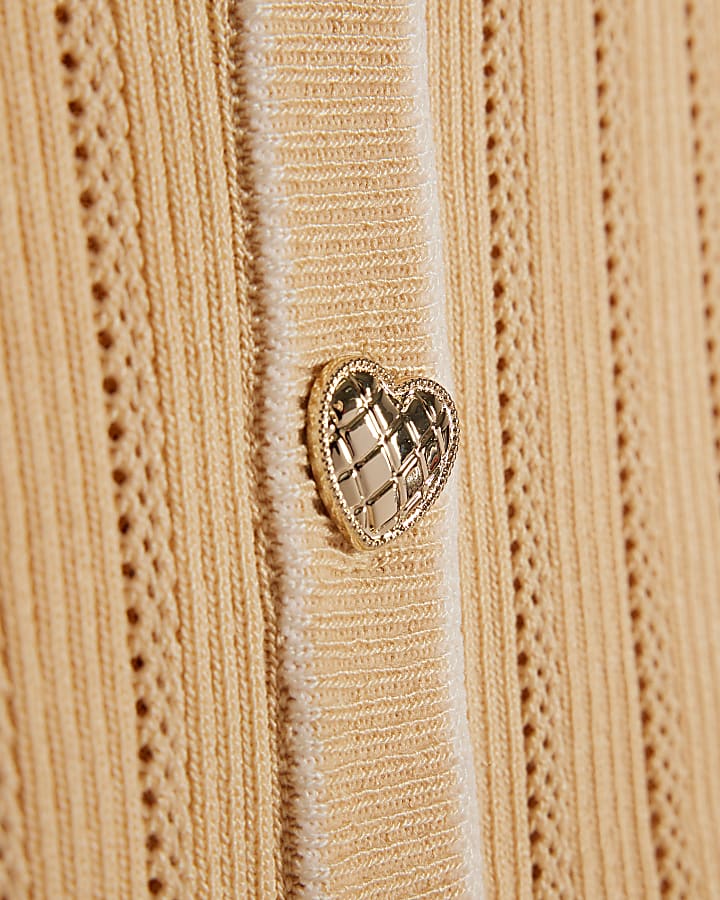 Mini Girls Beige Peplum Hem Short Sleeve Top