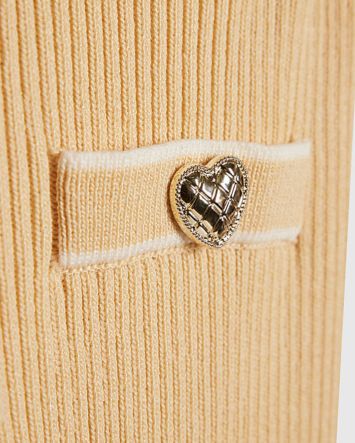 Mini Girls Beige Peplum Hem Short Sleeve Top