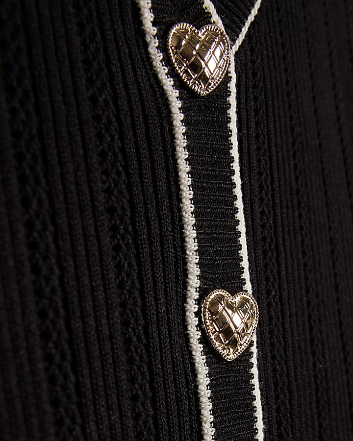 Mini Girls Black Peplum Hem Short Sleeve Top