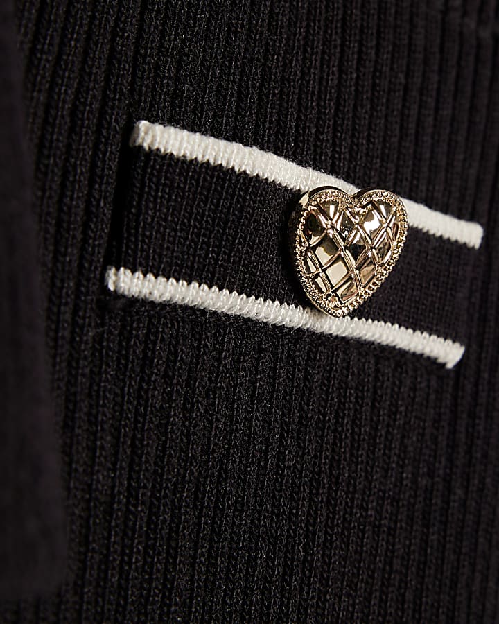 Mini Girls Black Peplum Hem Short Sleeve Top