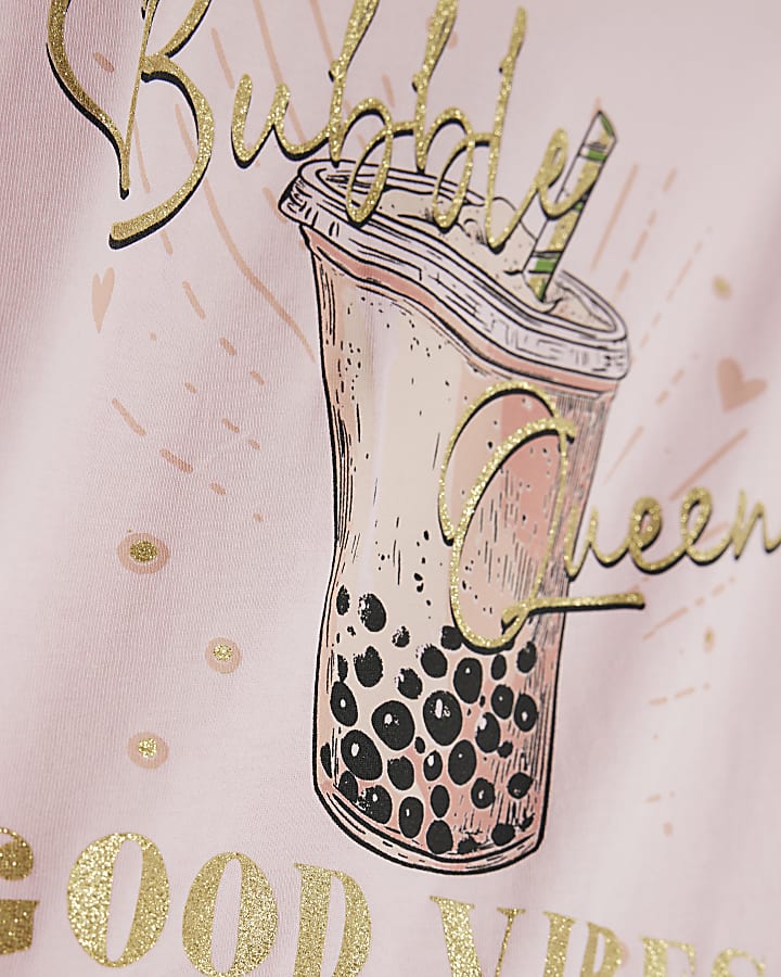 Girls Pink Bubble Queen T-Shirt Set